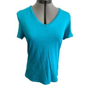 Bundle Of 2 Tees: Calvin Klein Performance Teal & Loft Sunwashed Striped Medium